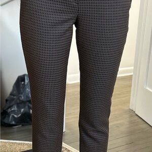 Theory Black, Purple and Gold Checkered Ankle Pants